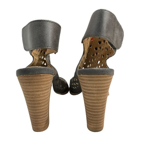 Report Rumi Womens Laser Cut Peep Toe Gray‎ Sandal Pump Size 10 - Picture 2 of 9